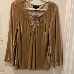 NWT INC velvety gold tunic long sleeves size 10